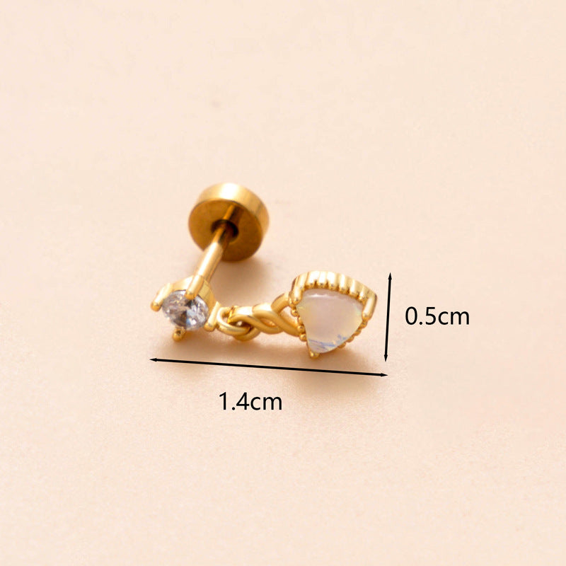 18K Gold Plated Snake Butterfly and Flower Zircon Cartilage Ear Studs