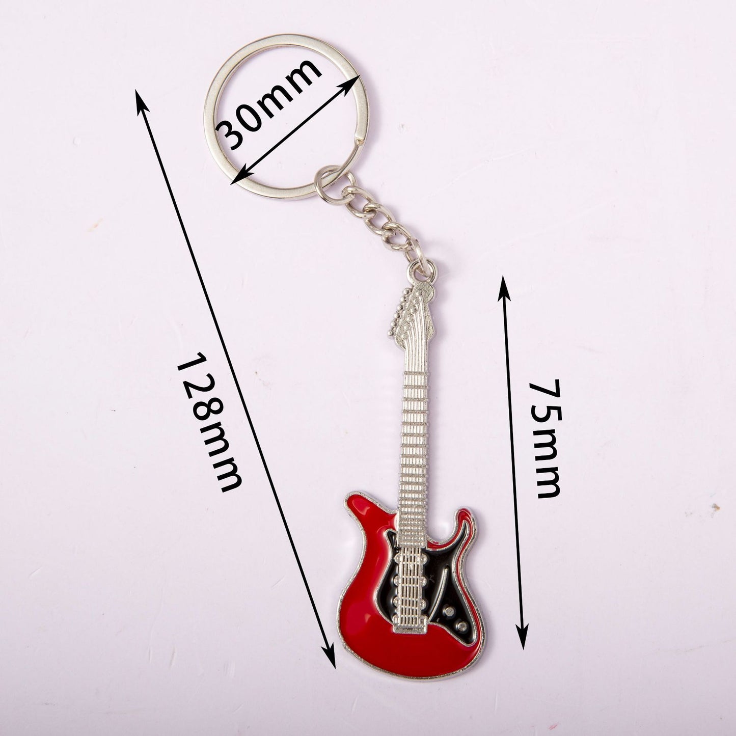 Cute Guitar Zinc Alloy Keychain with Custom Engraving