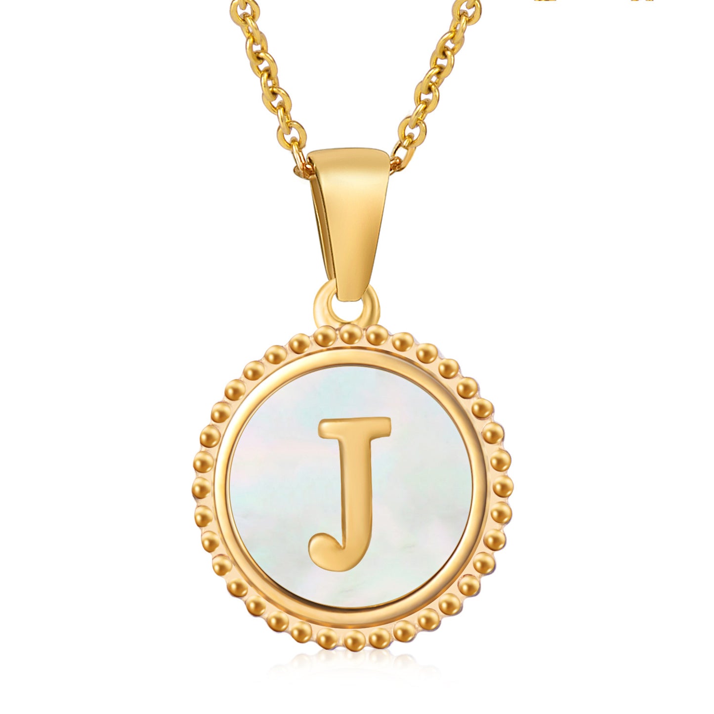 1 Piece Casual Letter Stainless Steel Plating Inlay Shell Pendant Necklace