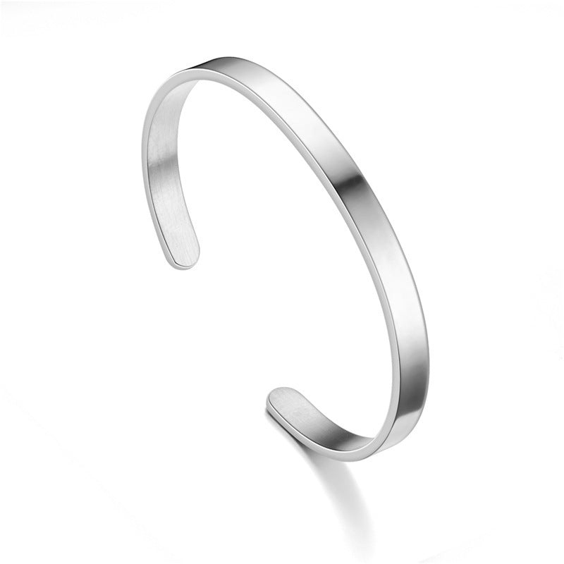 Personalized Engraved Titanium Steel Open Bangle Bracelet