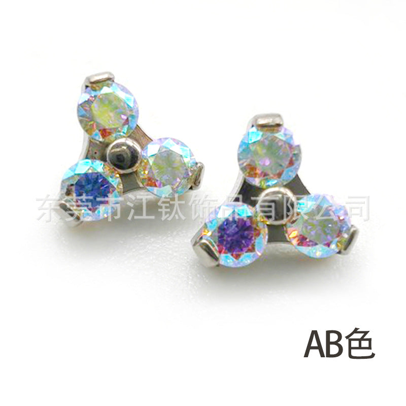 G23 Titanium Geometric Zircon Inlay Lip and Ear Jewelry