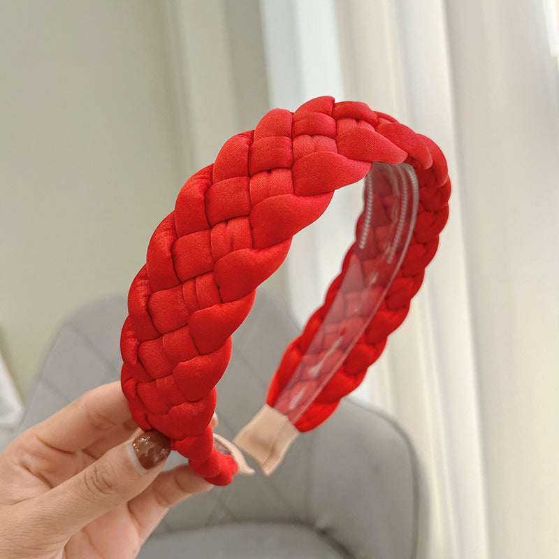 Simple Classic Solid Color Braided Cloth Headband for Women