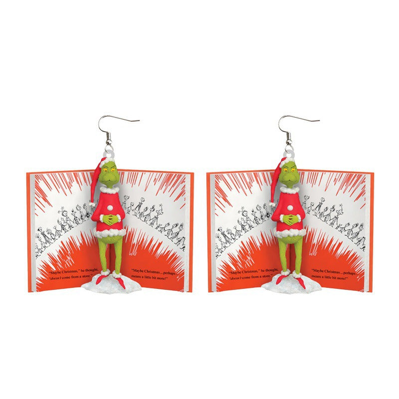 Cartoon Character Grinch Christmas Acrylic Drop Earrings