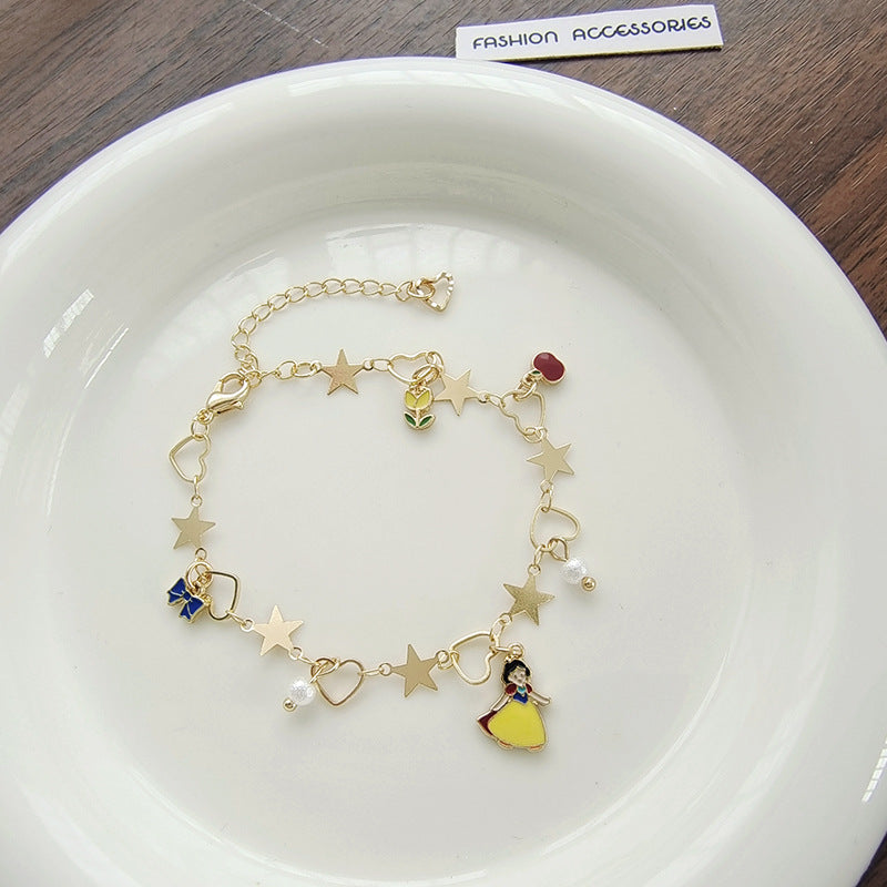Sweet Cartoon Character Star Alloy Plating Artificial Pearls Women'S Bracelets