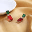 1 Pair Fashion Rectangle Copper Inlay Zircon Synthetic Gemstone Drop Earrings