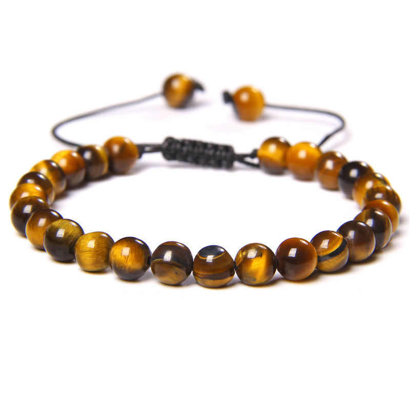 Ethnic Geometric Natural Stone Tiger Eye Beaded Adjustable Bracelet