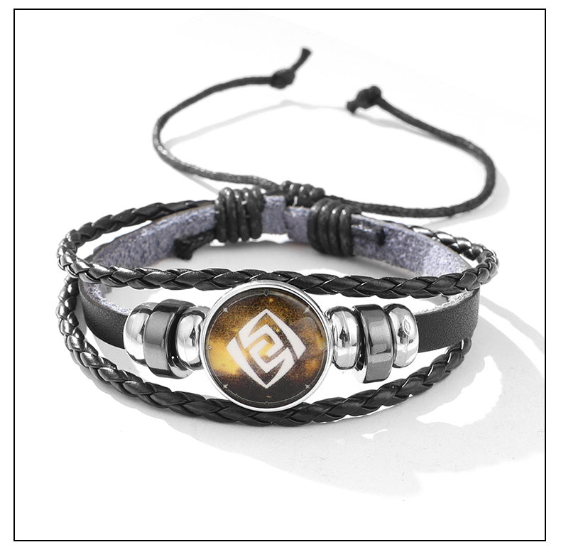 Gemstone Braided Rope Bracelet with Glass Buckle and DIY Fluorescent Elements