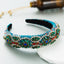 Baroque Floral Embroidered Glass Beaded Wide Hairband