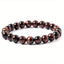 Retro Geometric Tiger Eye and Obsidian Beaded Bracelet for Men