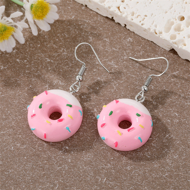 Fashion Multicolor Donut Creative Dessert Resin Earrings