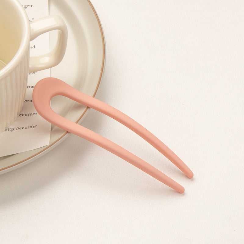 U-Shape Resin Hairpin - Candy-Colored Korean Style Hair Accessory