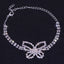 Elegant Double Row Rhinestone Butterfly Anklet