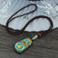 Ethnic Square Alloy Wood Pendant Necklace with Nepalese Thangka Design