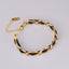 Retro Titanium Steel Rectangular Bracelet with 18k Gold Plated Korean Style Leather Cord