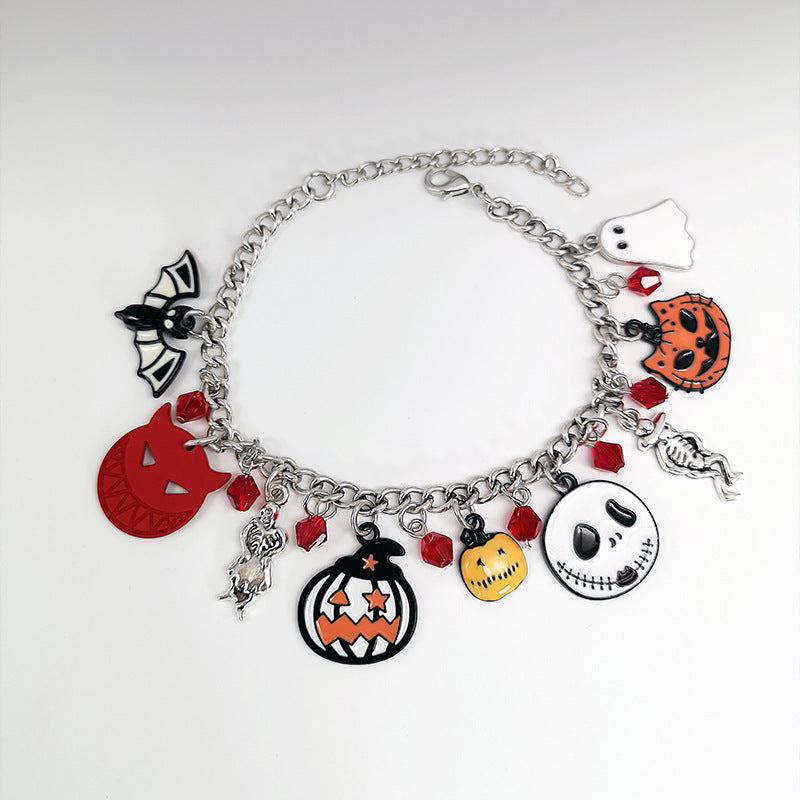 Retro Halloween Pumpkin Bat Skull Women's Bracelet - Creative Exaggerated Dark Style Jewelry