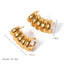 1 Pair Tropical U Shape 201 Stainless Steel Ear Studs with 18k Gold Plated Multi-Layer Hoop Design