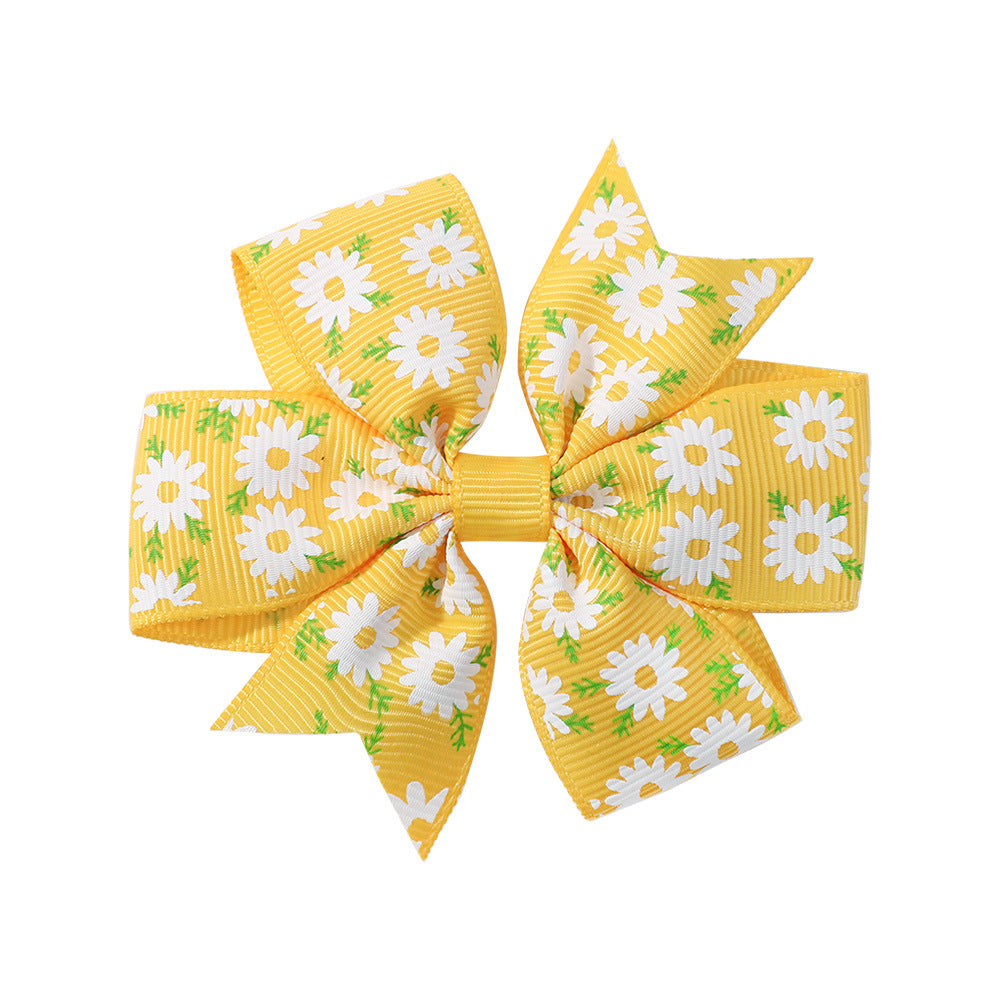 Children's Daisy Sunflower Bow Hair Clip - 20 Color Options