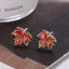 Vintage Leaf Alloy Stud Earrings - Red Maple Design, Elegant & Luxurious 2023 Collection