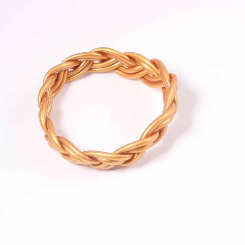 Women's Streetwear Solid Color Silicone Braided Wristband Bracelet