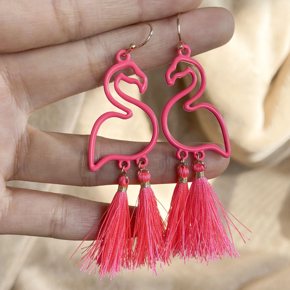Fashion Flamingo Alloy Drop Earrings 1 Pair