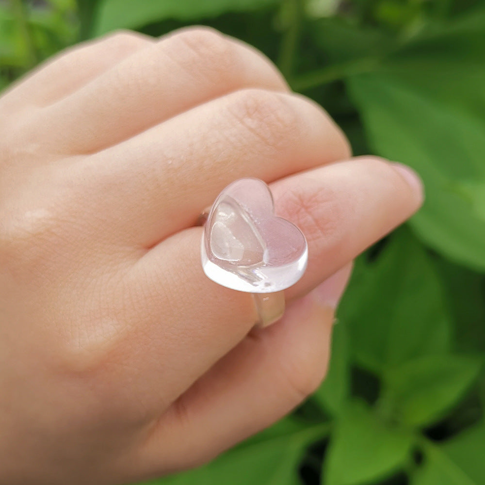 Sweet Heart Candy Color Transparent Resin Rings