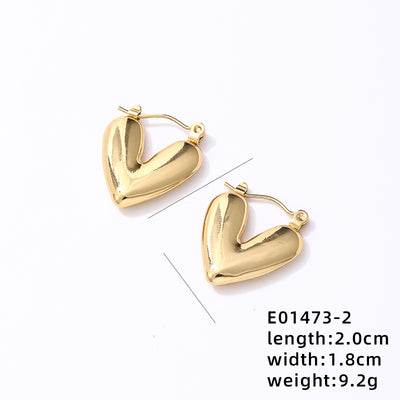 1 Pair IG Style Vintage Style Heart Shape Plating 304 Stainless Steel Gold Plated Ear Clip