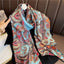 Women's Retro Printed Satin Silk Scarf Shawl Wrap