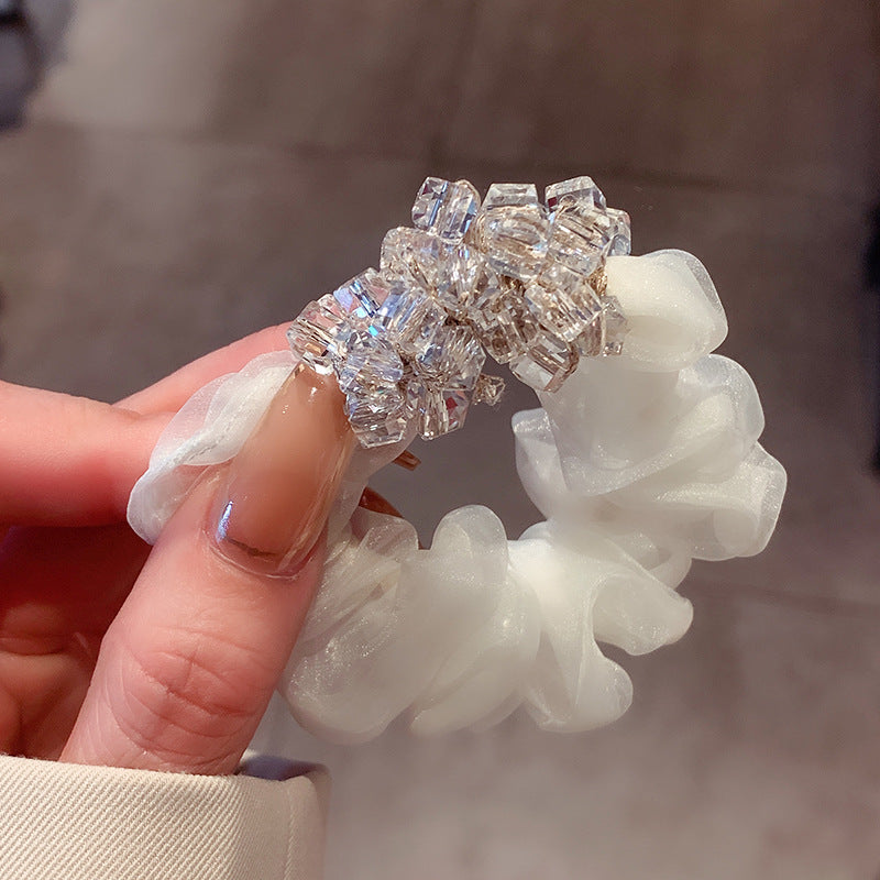 Elegant Organza Hair Tie with Crystal Accents