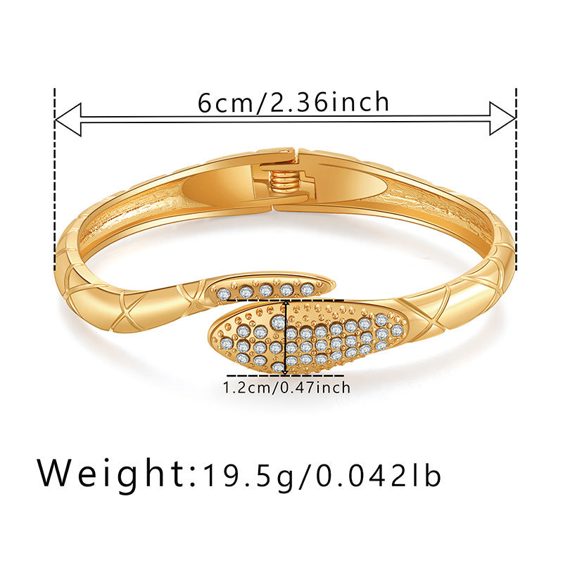 Elegant Snake Design Rhinestone Alloy Bangle Bracelet for Women