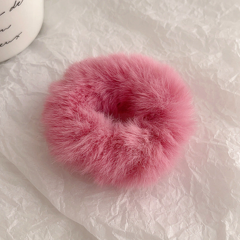 Women's Plush Fabric Hair Tie - Solid Color Ponytail Holder