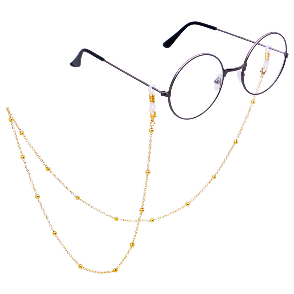 Fashion Geometric Alloy Shell Crystal Pearl Glasses and Mask Chain