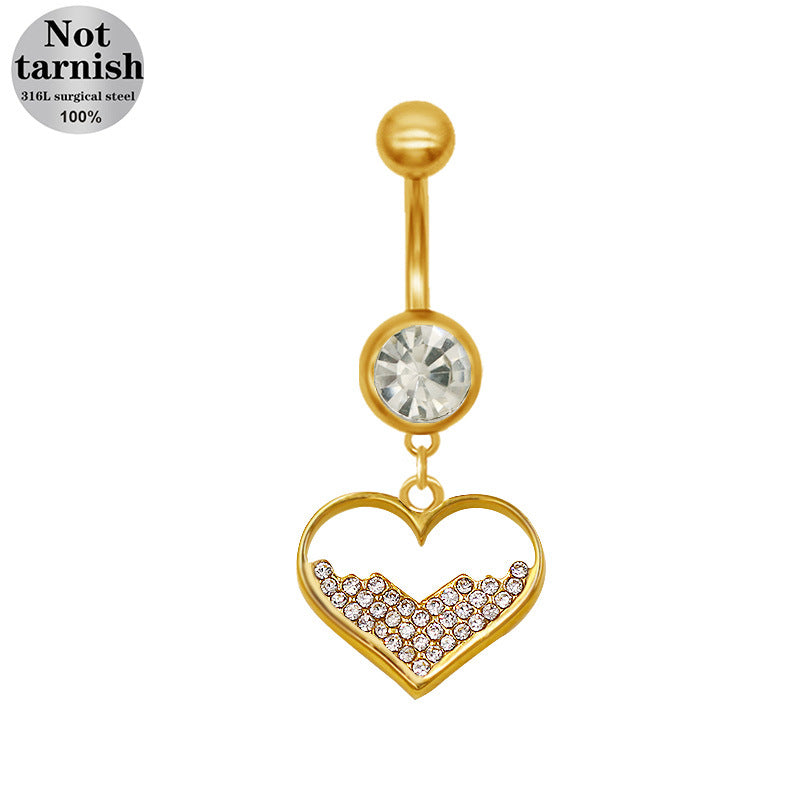 1 Piece Belly Rings Simple Style Classic Style Heart Shape 316 Stainless Steel  Alloy Plating Inlay Resin Glass Gold Plated Silver Plated