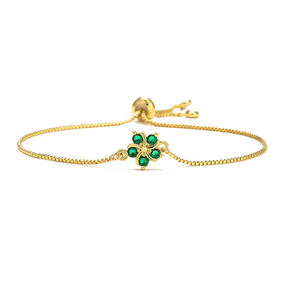 Fashion Flower Copper Bracelets Gold Plated Zircon Copper Bracelets