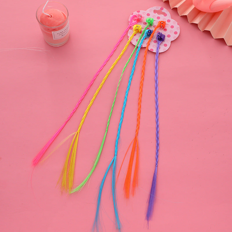 Children's Braided Colorful Hair Clip Wig Headdress for Stage Performance