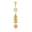 Elegant Heart Belly Ring with Zirconia and Gold Plated Stainless Steel