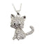 Fashion Cat Pendant Necklace with Colorful Rhinestones for Women