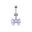 Elegant Heart Shape Butterfly Bow Knot Zircon White Gold Plated Belly Ring