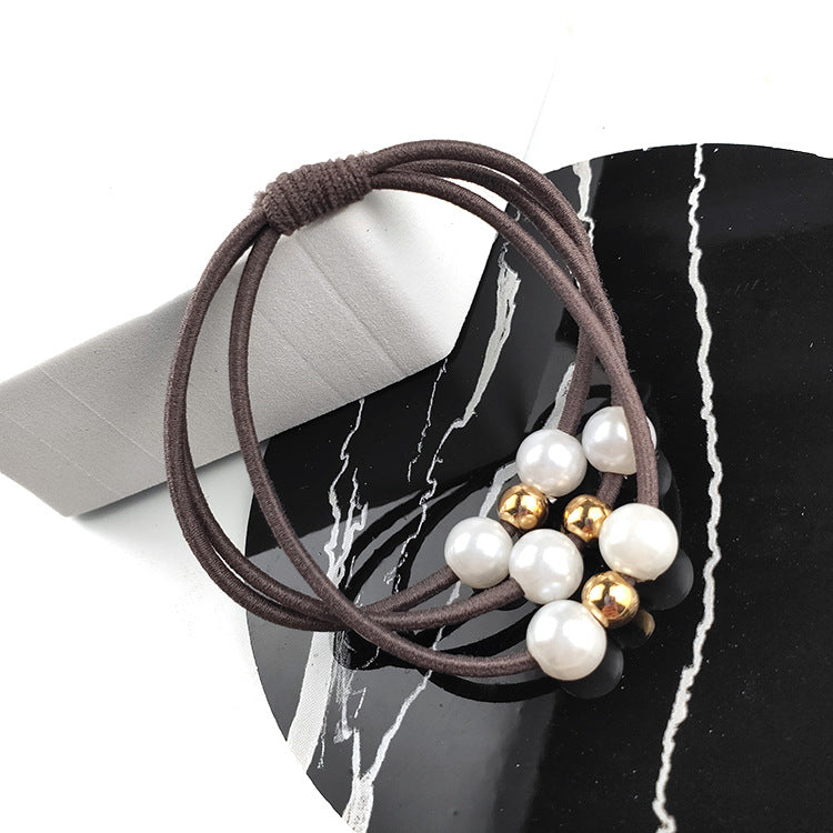 Korean Style Pearl Knotted Hair Band - High Elasticity Handmade Hair Rope