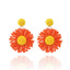 1 Pair Cute Daisy Raffia Flower Drop Earrings for Summer Beach Style