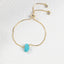 Simple Geometric Natural Stone Crystal Copper Bracelet with 14k Gold Plated Box Chain