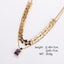 18K Gold Plated Zircon Layered Necklace with Stainless Steel Rectangle Pendant and Statement Chain