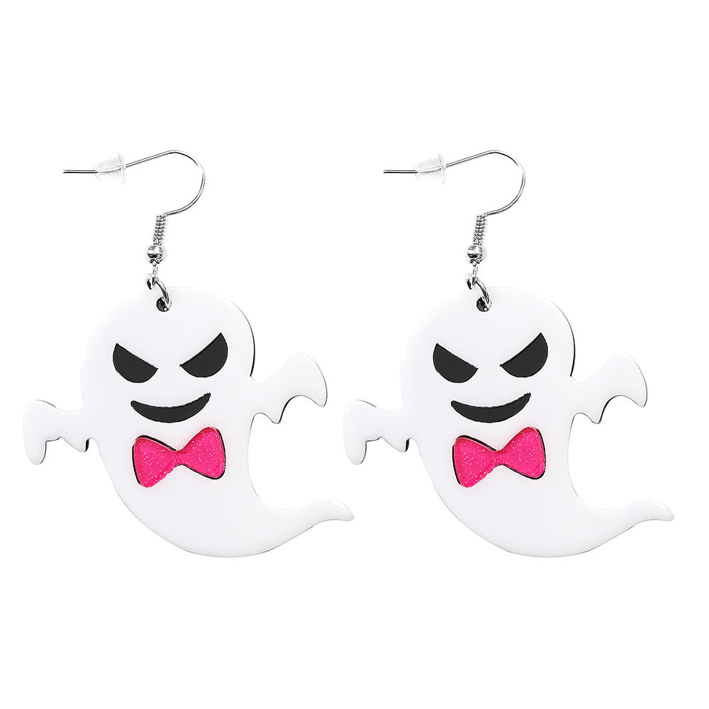 Ghost Spider Skeleton Bat Acrylic Halloween Earrings