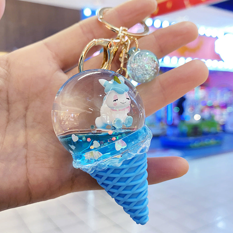 Children's Ice Cream Crystal Ball Quicksand Keychain Accessory