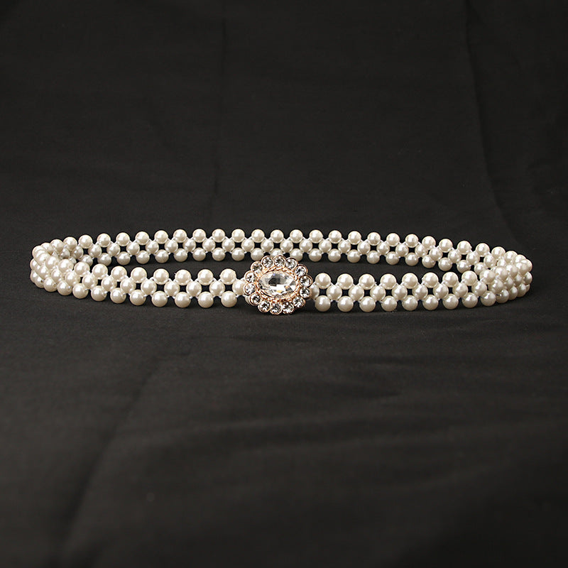 Sweet Butterfly Rhinestone Pearl Women's Chain Belt