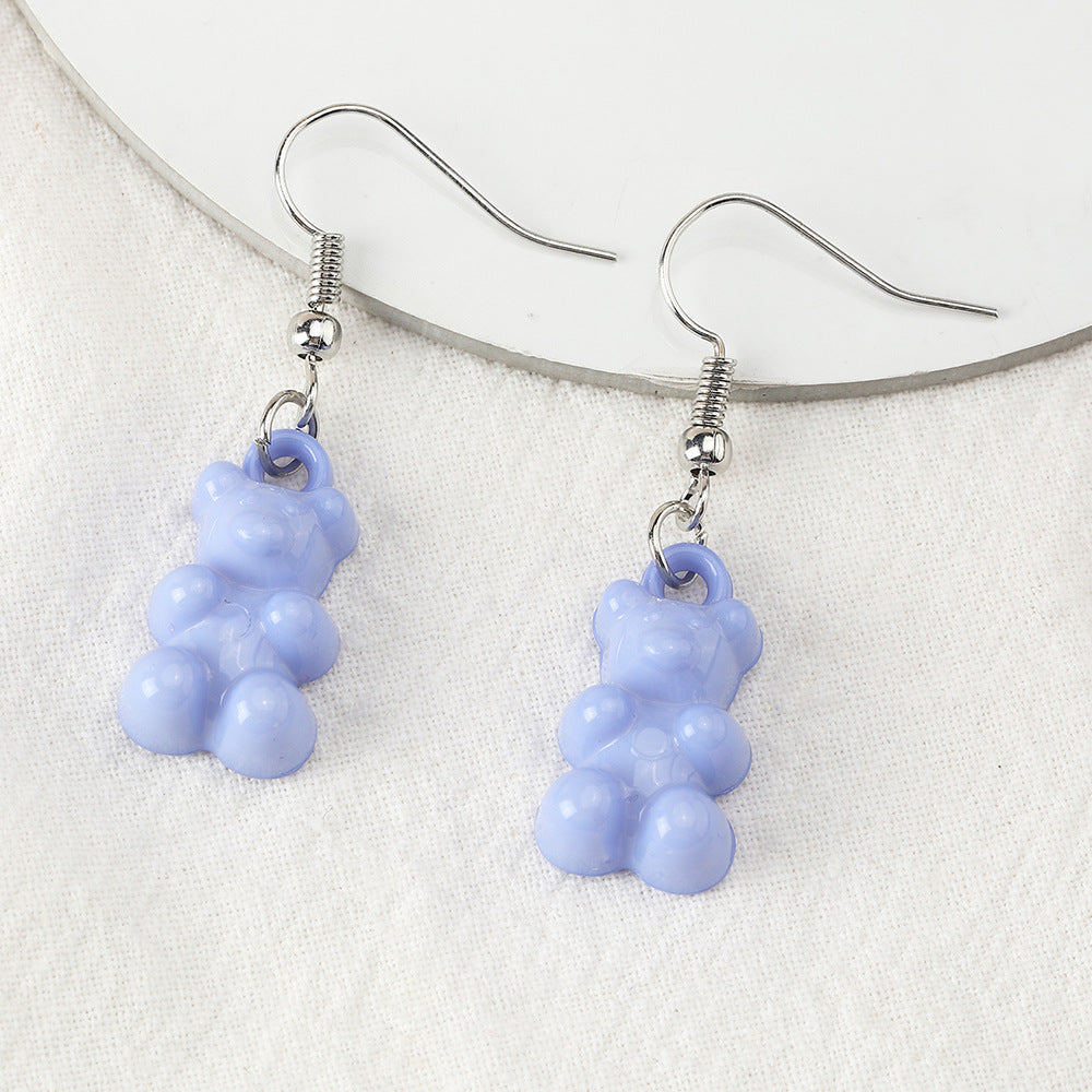 Cross-border Ins Cute Color Bear Earrings Earrings Soft Cute Girl Earrings