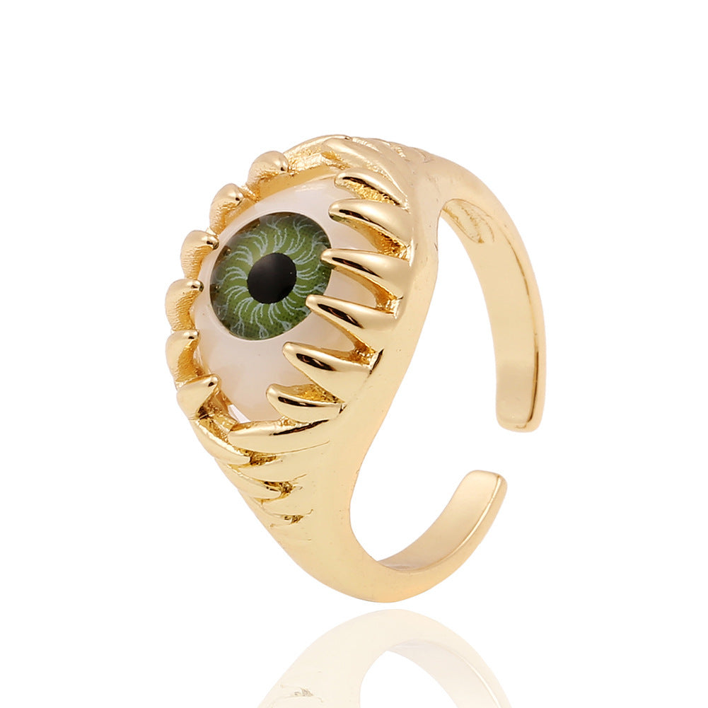 Fashion Copper Plated Gold Evil Eye Women's Minimalist Tail Ring