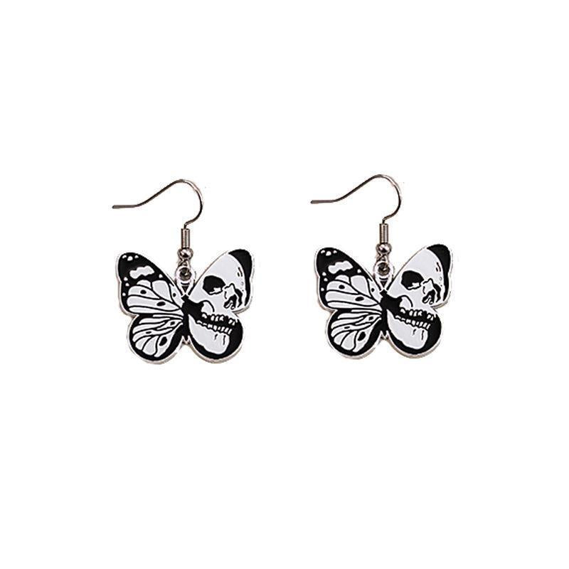 Gothic Butterfly Skull & Halloween Pumpkin Ghost Drop Earrings