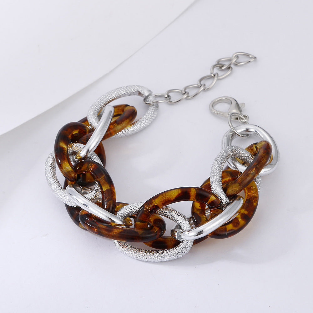 Retro Acrylic Multi-Color Hollow Amber Aluminum Chain Bracelet - Hip-Hop Style Fashion Accessory