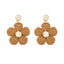 1 Pair Bohemian Flower Raffia Braid Drop Earrings