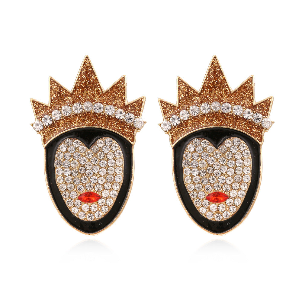 1 Pair Fashion Crown Cartoon Character Alloy Inlay Artificial Diamond Women's Earrings